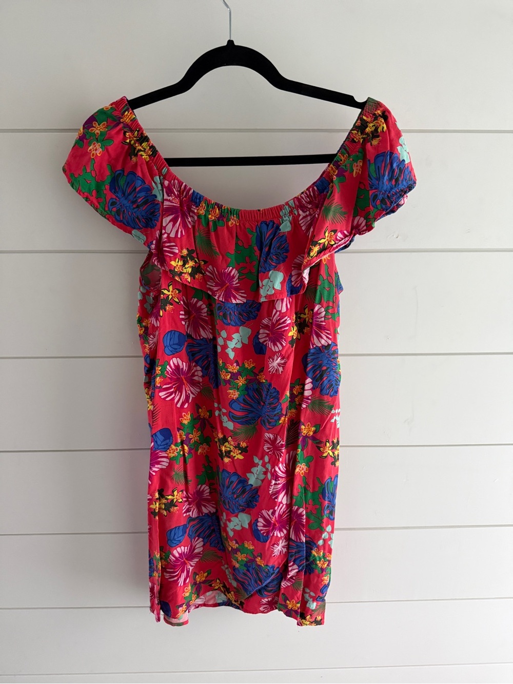 Floral Off-Shoulder Summer Dress - Pink, Size Large